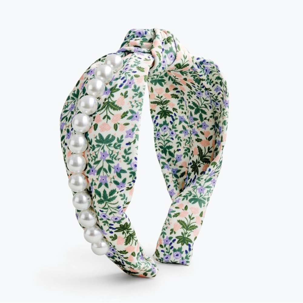 Rifle Paper Co. Lottie Pearl Floral Knotted Fabric Headband, Never Worn!